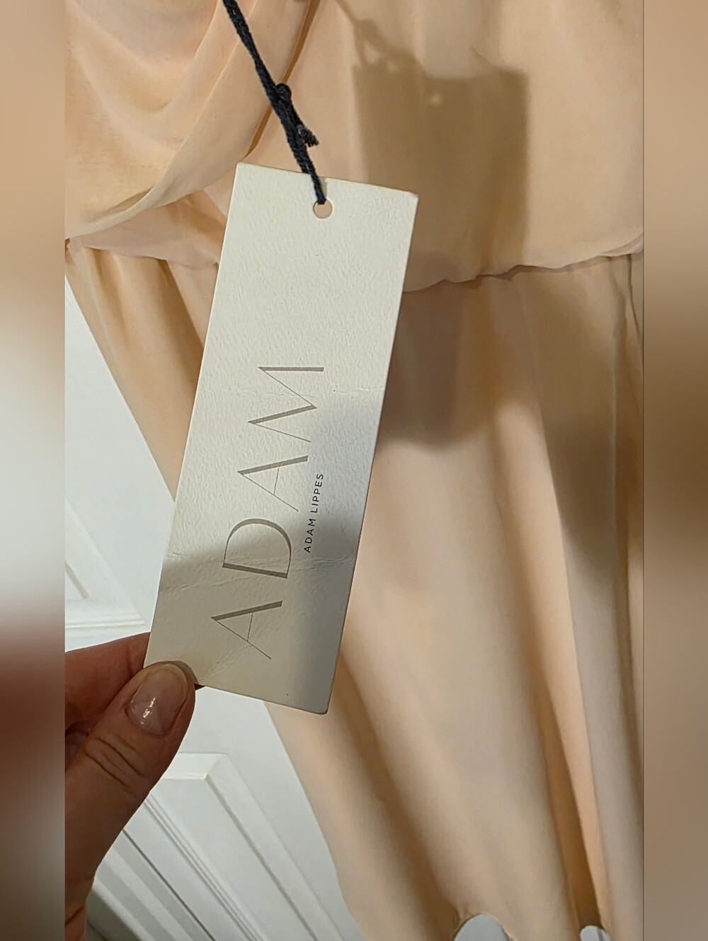 Adam Lippes One-Shoulder Peach Chiffon Midi Dress Size 2 NWT - Picture 5 of 13